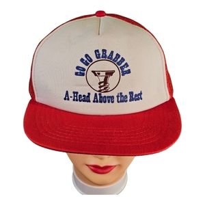Vintage 80s GO GO GRABBER A-Head‎ Above the Rest Trucker Hat Snapback Cap Red